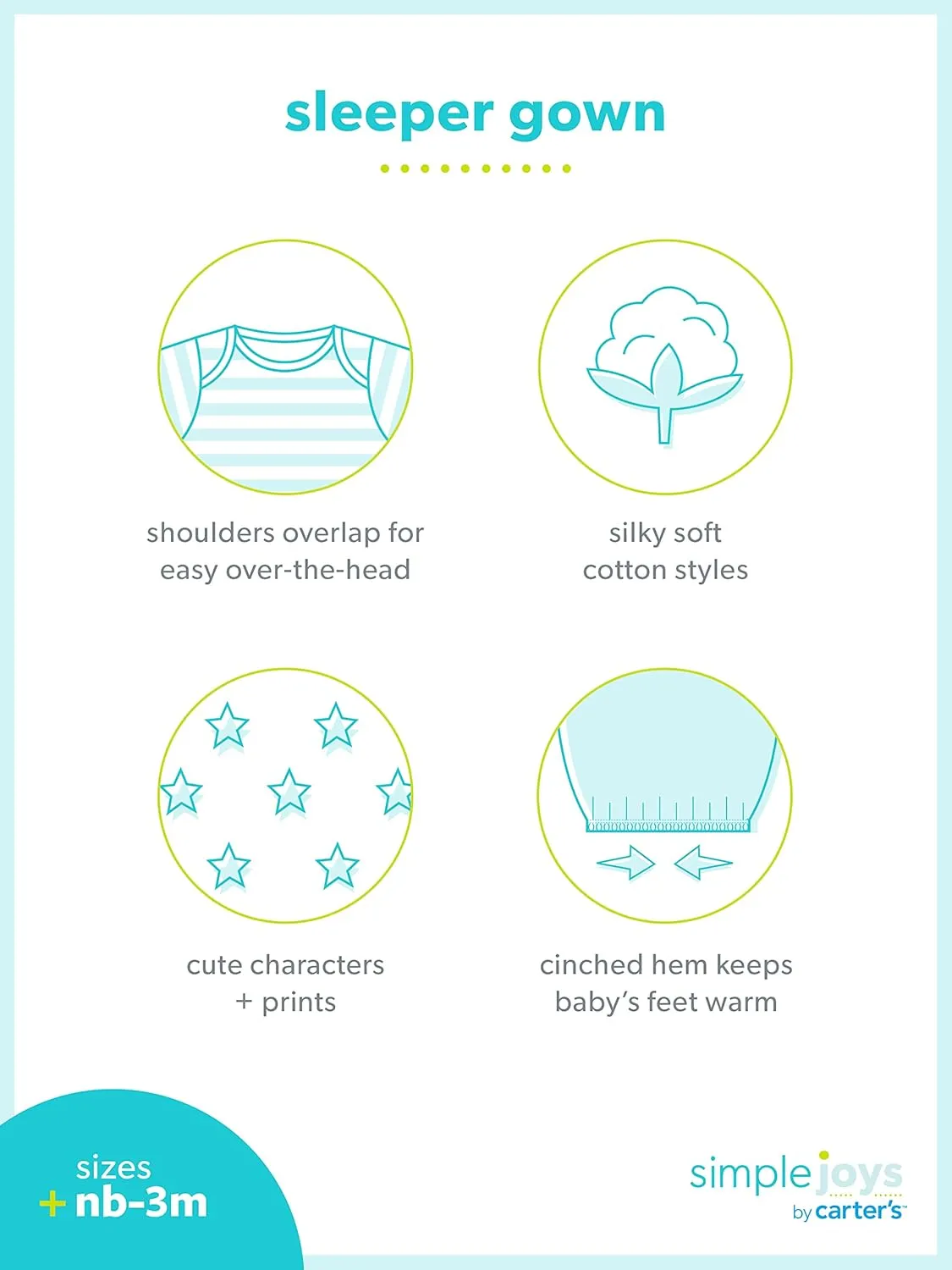 Simple Joys by Carter's Baby Boys' Cotton Sleeper Gown, Pack of 3