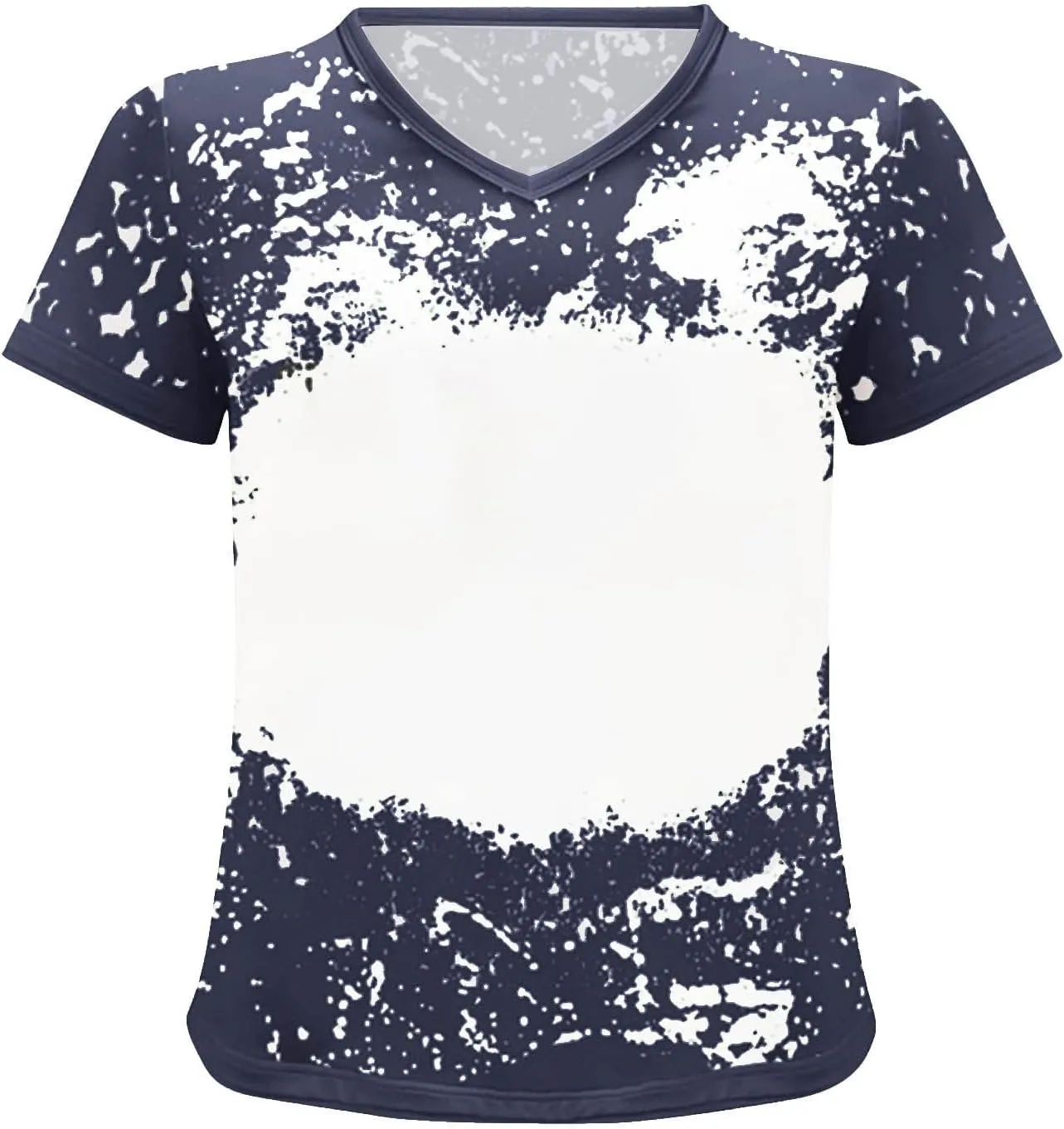 SMIDOW Sublimation Blanks Bleached T-Shirt for Women Summer Casual Loose Fit Short Sleeve v Neck Basic Tops Shirts