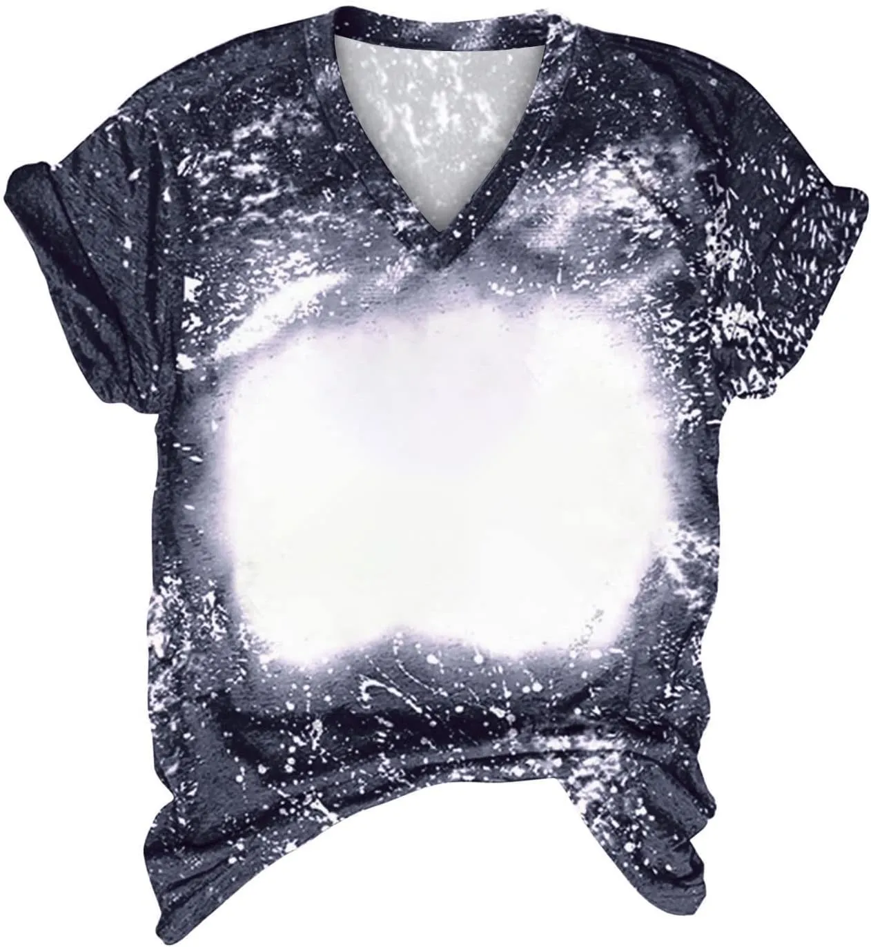 SMIDOW Sublimation Blanks Bleached T-Shirt for Women Summer Casual Loose Fit Short Sleeve v Neck Basic Tops Shirts