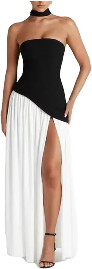 Strapless Bridesmaid Dress with Scarf Chiffon Long Prom Dresses Evening Dress