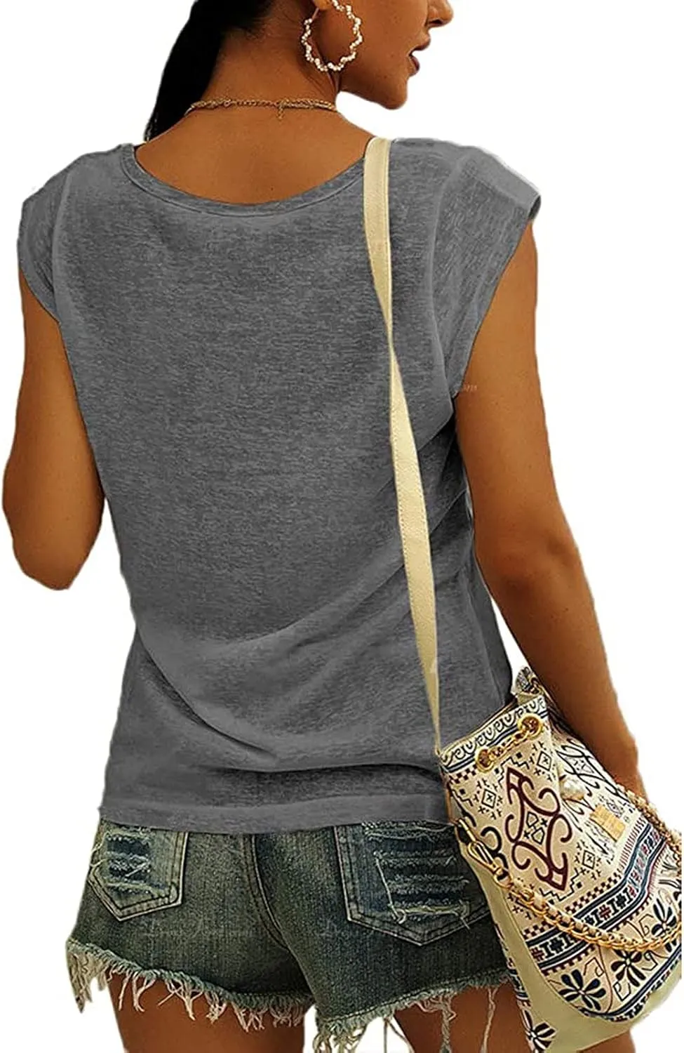 Summer Tops for Women 2023 Trendy Womens' Cap Sleeve Casual Loose Fit Basic Shirts Tank Tops