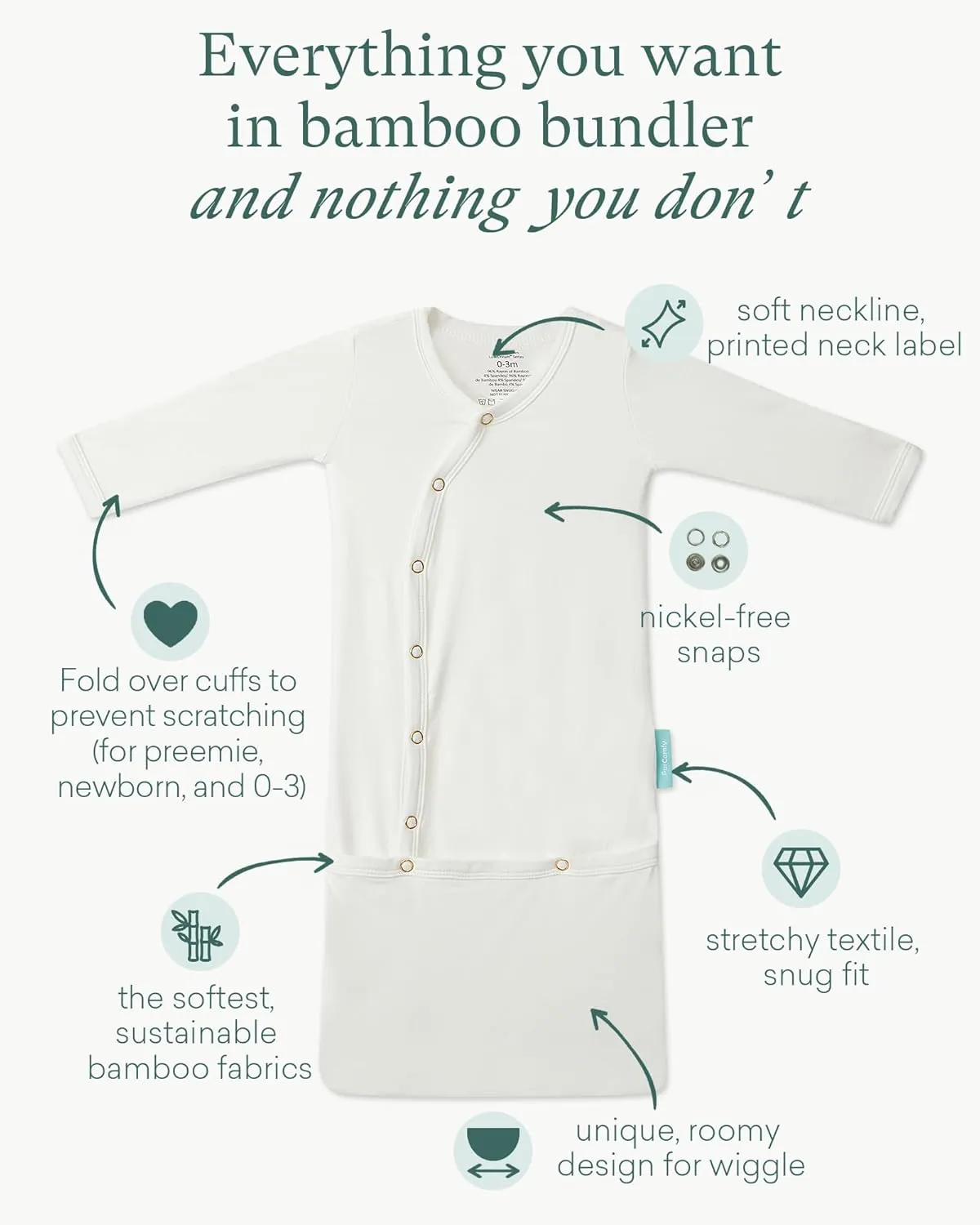 Supersoft Baby Sleeper Gowns, Premium Bamboo Viscose Infant Nightgown Sleepers Preemie Newborn Snap Bundler