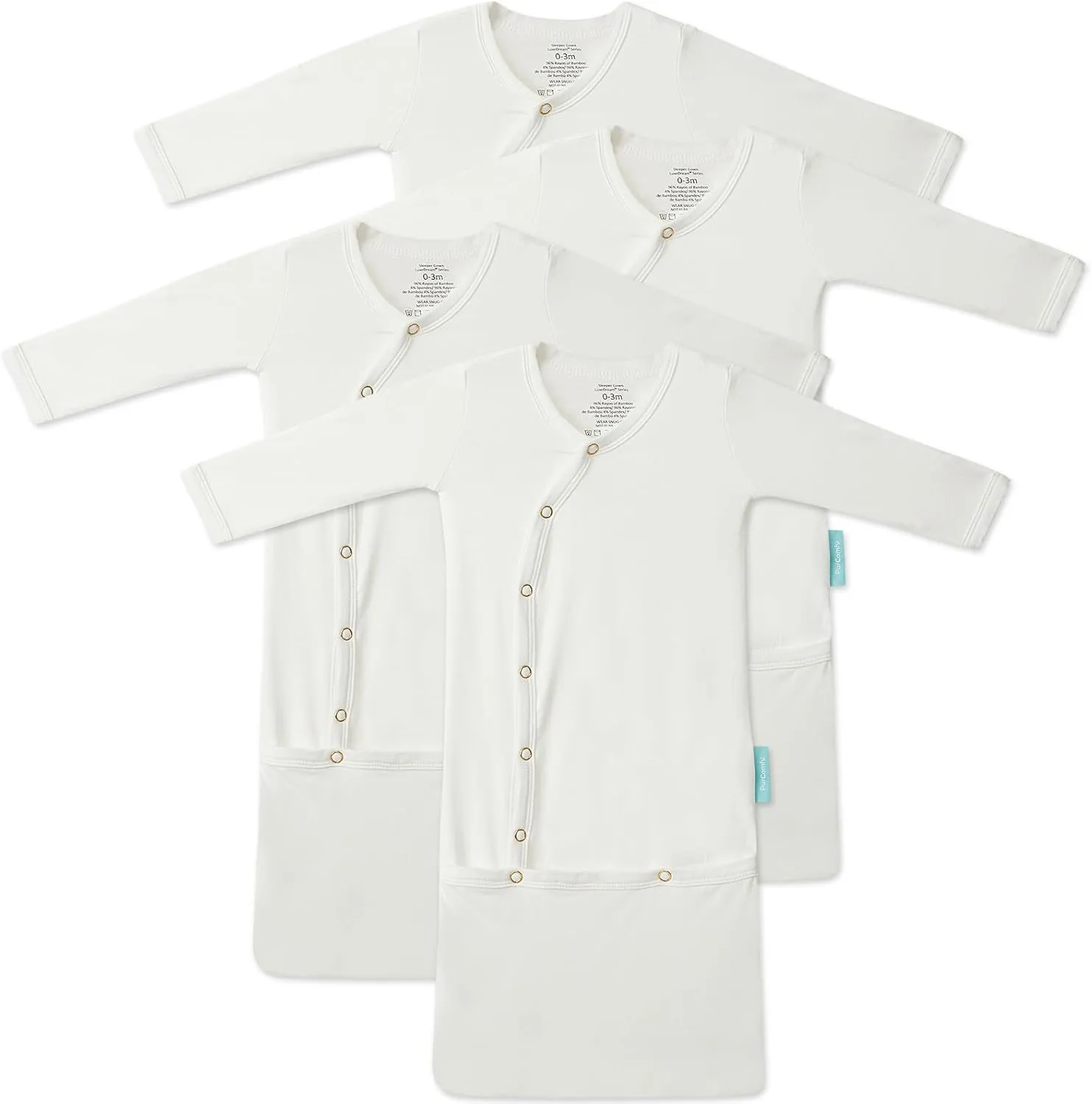 Supersoft Baby Sleeper Gowns, Premium Bamboo Viscose Infant Nightgown Sleepers Preemie Newborn Snap Bundler