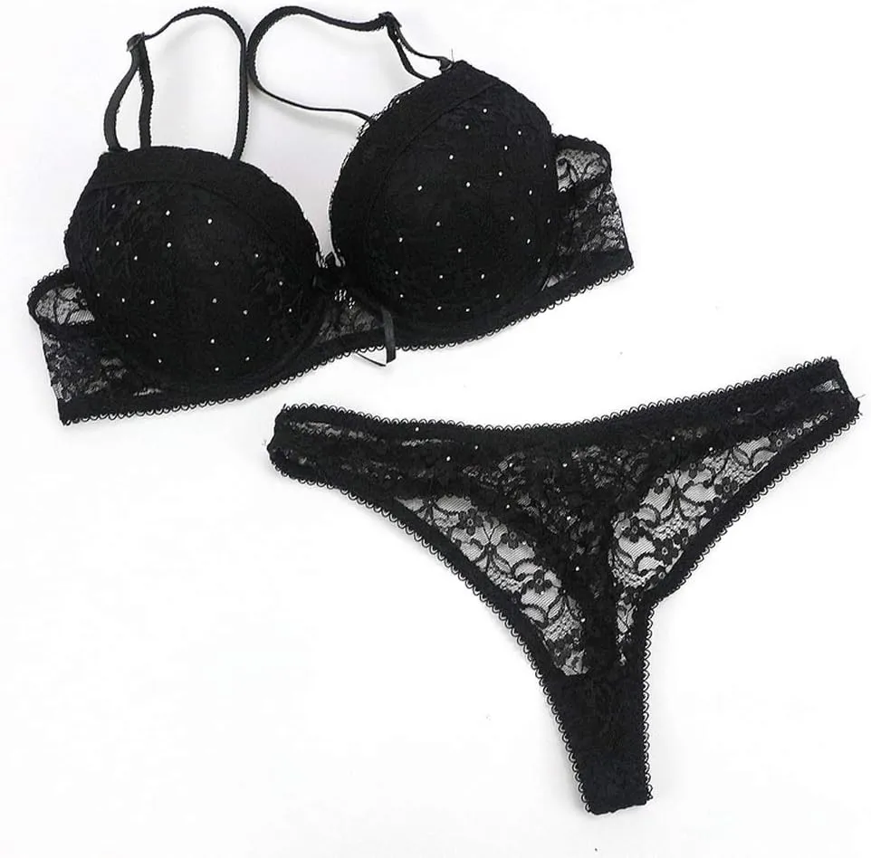 Swbreety Women's Lingerie Sexy Push up Lace Bra Underwear Bikini Panties Set