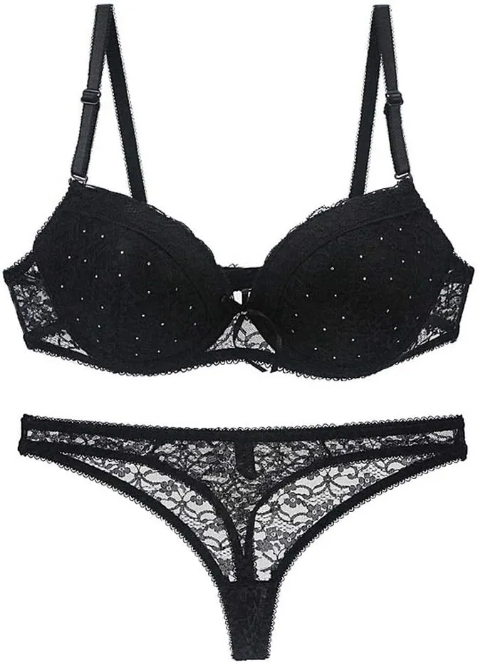 Swbreety Women's Lingerie Sexy Push up Lace Bra Underwear Bikini Panties Set