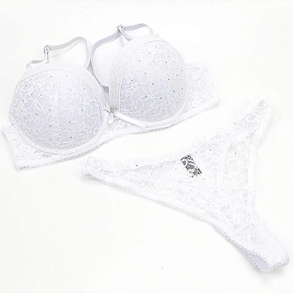 Swbreety Women's Lingerie Sexy Push up Lace Bra Underwear Bikini Panties Set