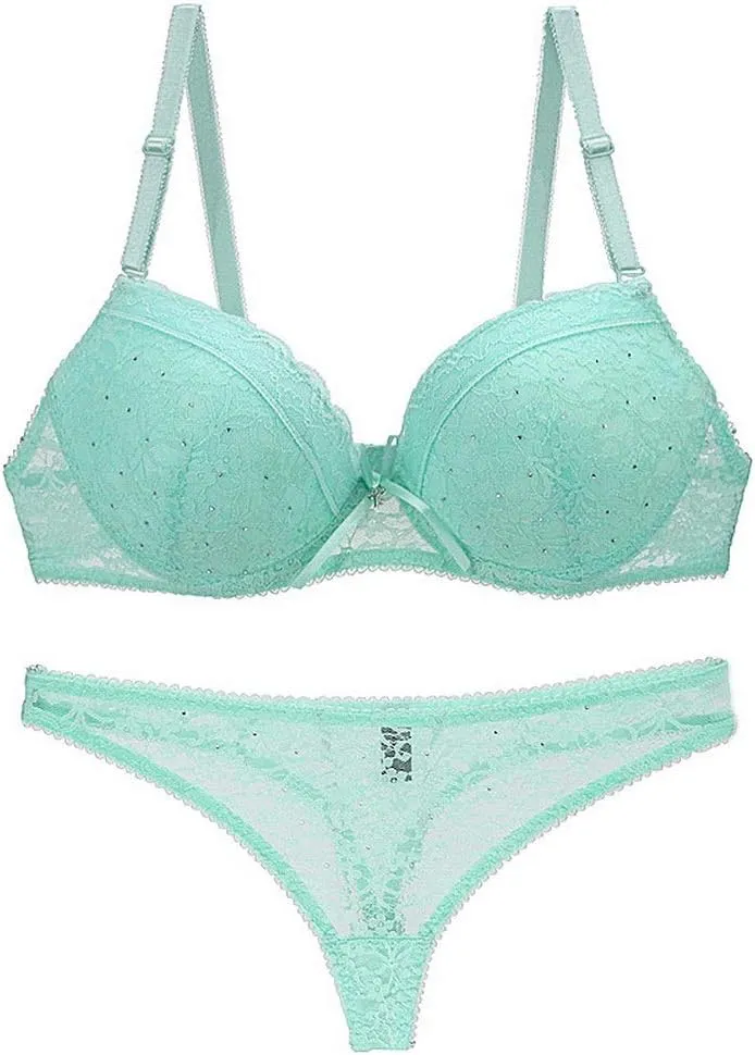 Swbreety Women's Lingerie Sexy Push up Lace Bra Underwear Bikini Panties Set
