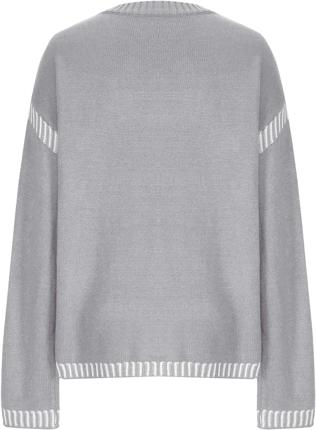 Sweaters for Women Trendy Casual Long Sleeve Crew Neck Loose Patchwork Knitted Pullover Sweaters 2024 Fall Clothes