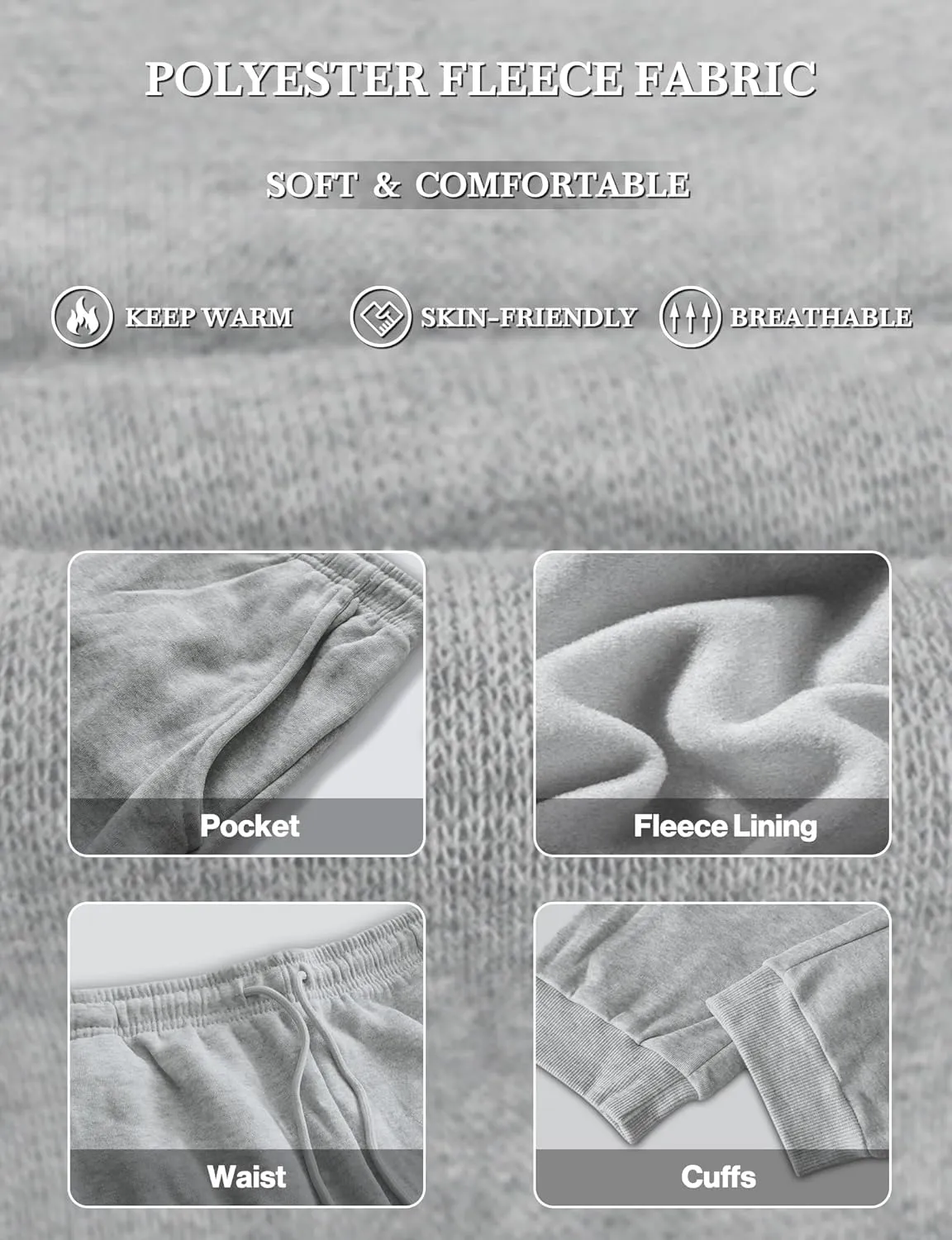 Sweatpants Joggers for Men Women Fleece Pants with Pockets Lightweight Casual