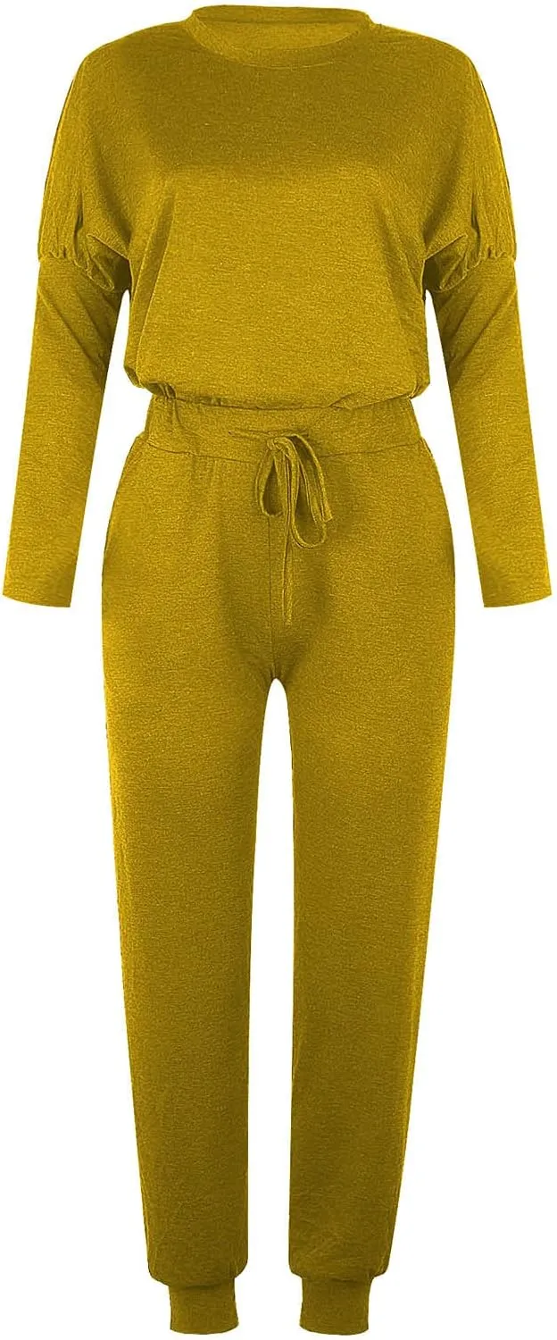 Sweatsuits Women 2 Piece Outfit Crewneck Long Sleeve Track Suits Workout Drawstring Jogger Sets 2024 Fall Lounge Sets
