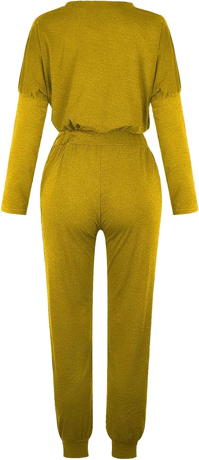Sweatsuits Women 2 Piece Outfit Crewneck Long Sleeve Track Suits Workout Drawstring Jogger Sets 2024 Fall Lounge Sets