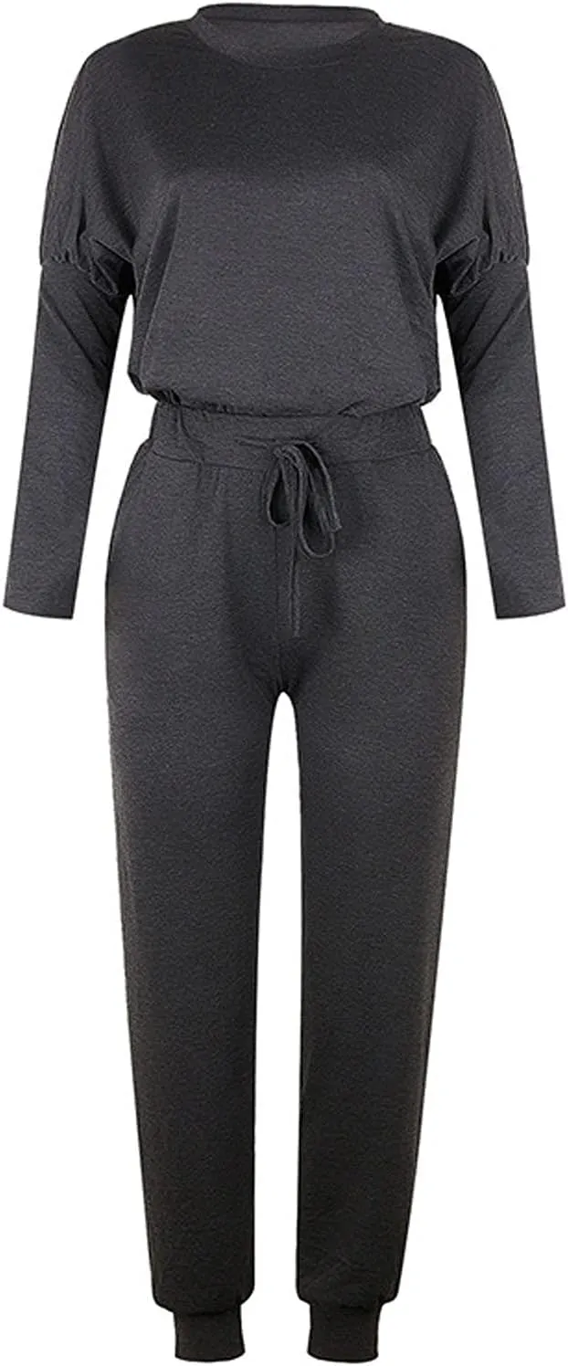 Sweatsuits Women 2 Piece Outfit Crewneck Long Sleeve Track Suits Workout Drawstring Jogger Sets 2024 Fall Lounge Sets