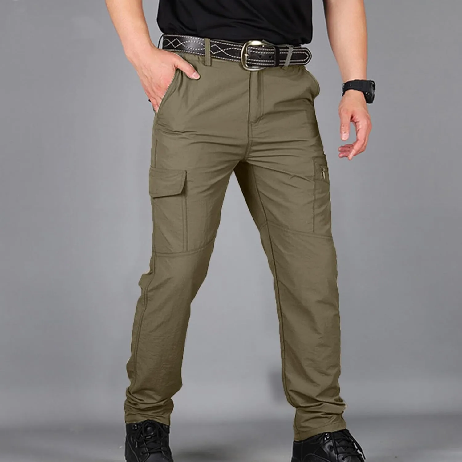 Tactical Cargo Pants for Men Waterproof Ripstop Pants Lightweight Quick Dry Hiking Pants Stretch Waist Work Pants 2025
