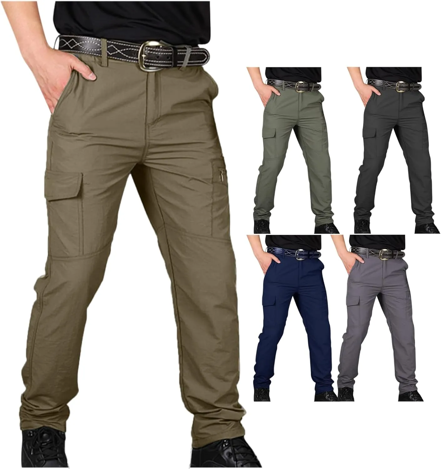 Tactical Cargo Pants for Men Waterproof Ripstop Pants Lightweight Quick Dry Hiking Pants Stretch Waist Work Pants 2025