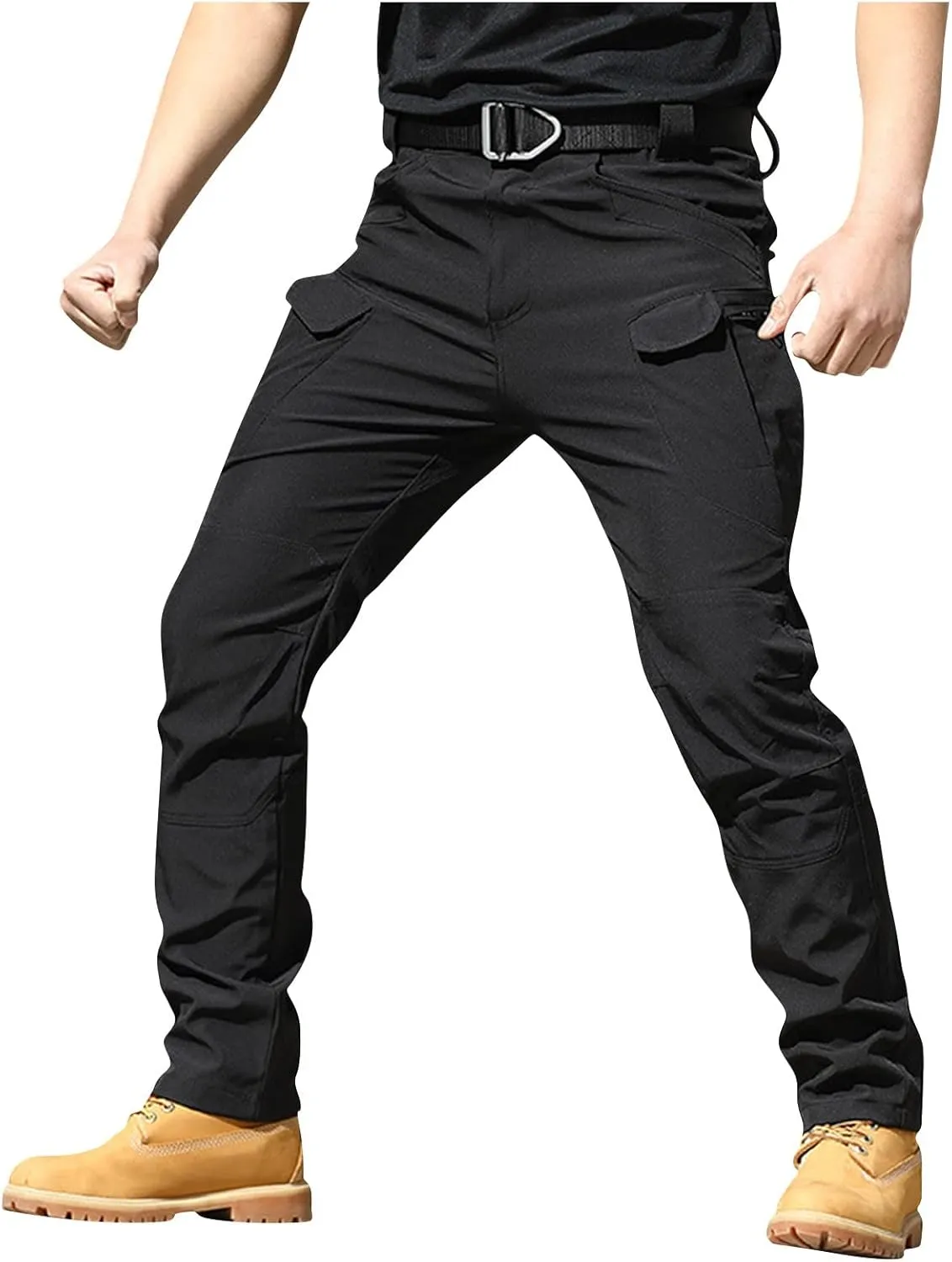 Tactical Pants for Men Camo Military Cargo Pants Work Track Pants Skinny Leg Parachute Pants with Pockets