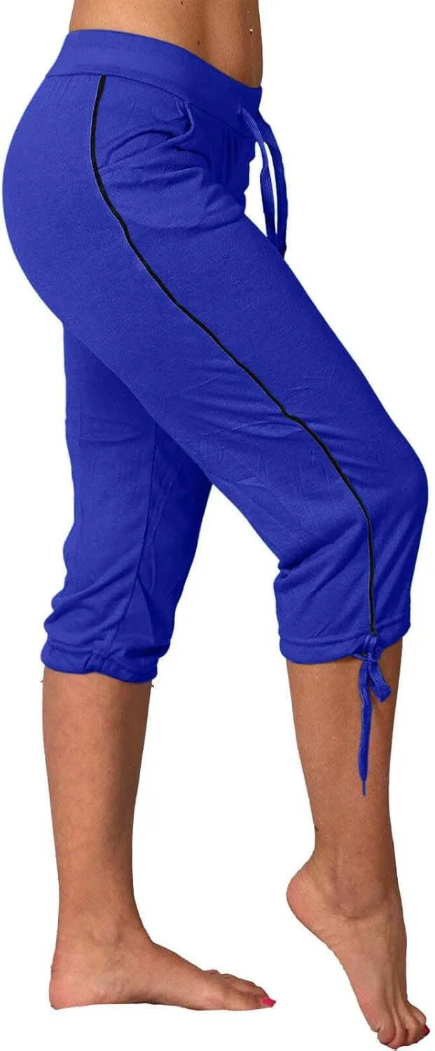 TANGNADE Women's Capri Joggers Athletic Casual Soft Sweatpants with Pockets Elastic Waist Drawstring Travel Bottoms Summer