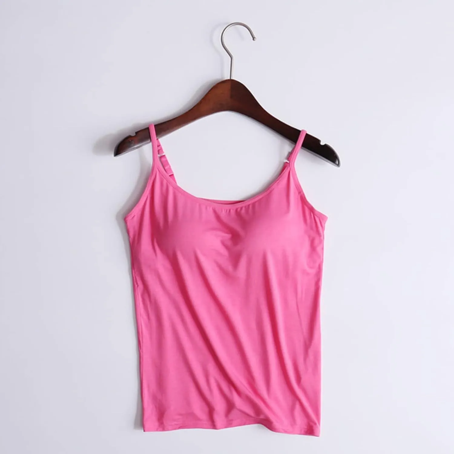Tank Top for Women with Built-in Padded Bra Adjustable Wide Strap Camisole Cotton Undershirts Yoga Cami Shirts