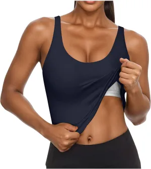 Tank Tops for Women Built in Bra Summer U Neck Sleeveless T-Shirt Summer Lightweight Solid Color Going Out Gym Camis