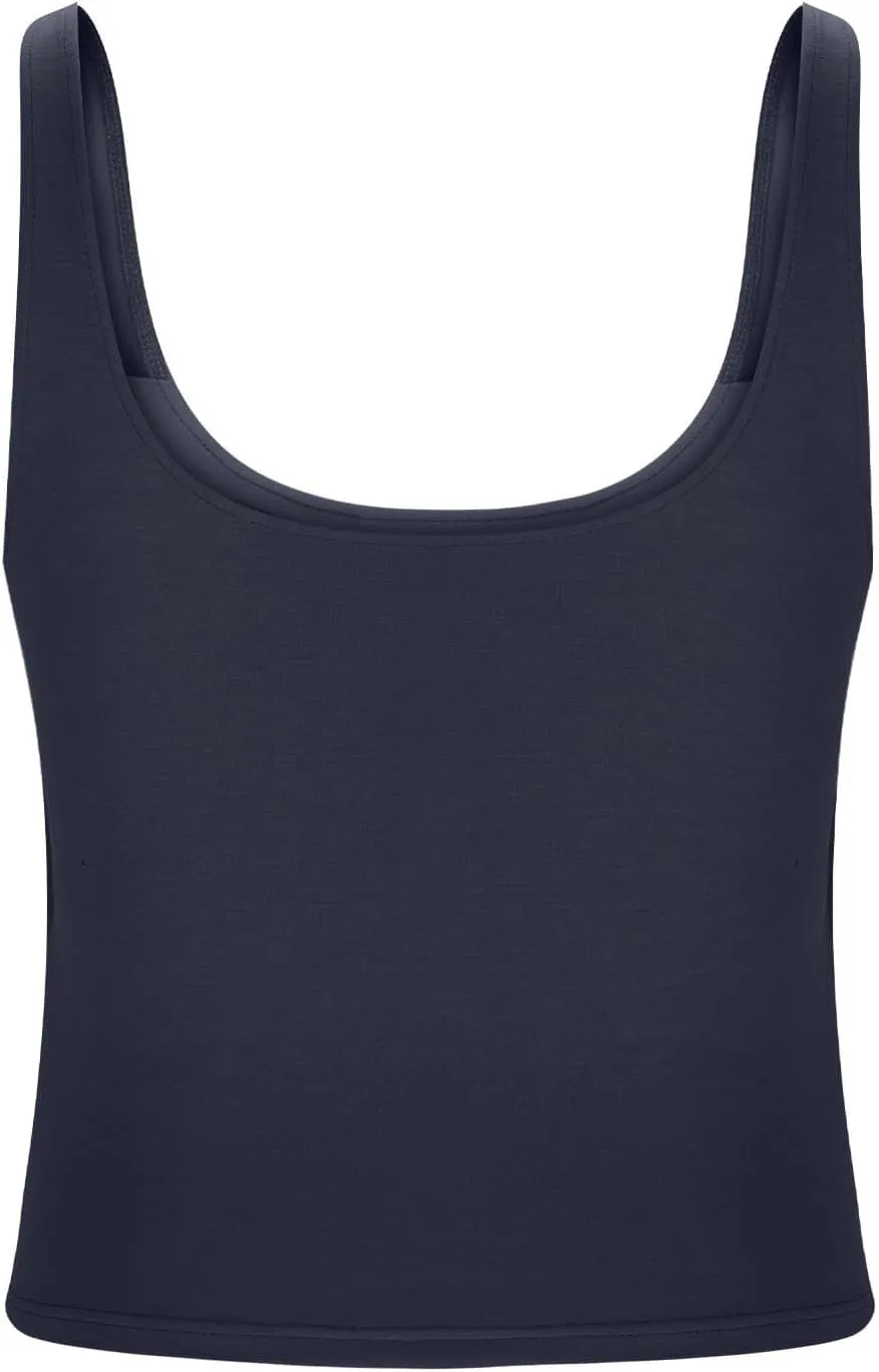 Tank Tops for Women Built in Bra Summer U Neck Sleeveless T-Shirt Summer Lightweight Solid Color Going Out Gym Camis