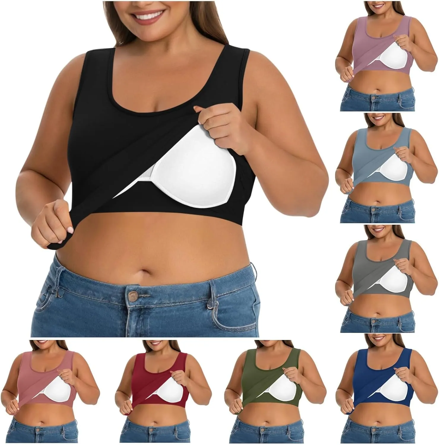 Tank Tops for Women with Built in Bras Plus Size Sports Padded Bras Summer Workout Camis Sleeveless Under Clothes
