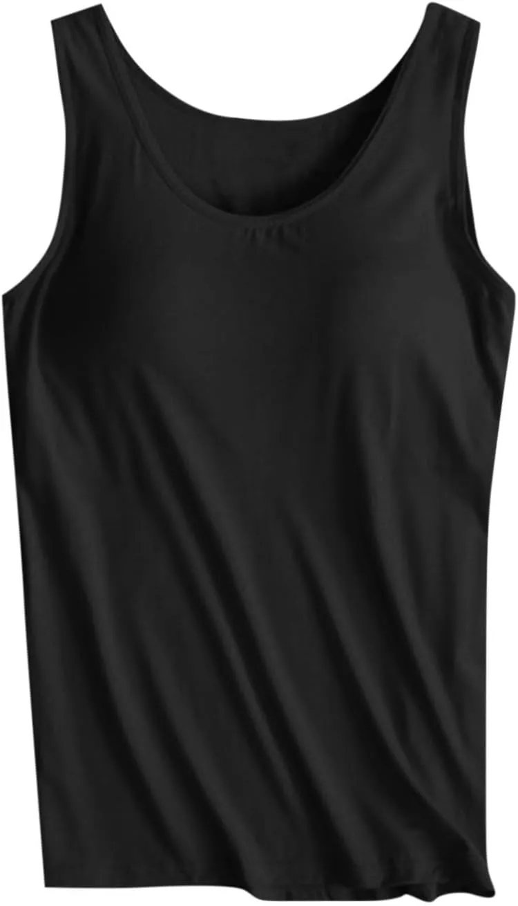 Tank Tops for Women with Built in Bras Plus Size Sports Padded Bras Summer Workout Camis Sleeveless Under Clothes