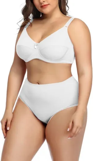 TELIMUSSTO Women Sexy Lingerie Set Underwire High Waist Bra and Panty Set 2 Piece Minimizer Bras