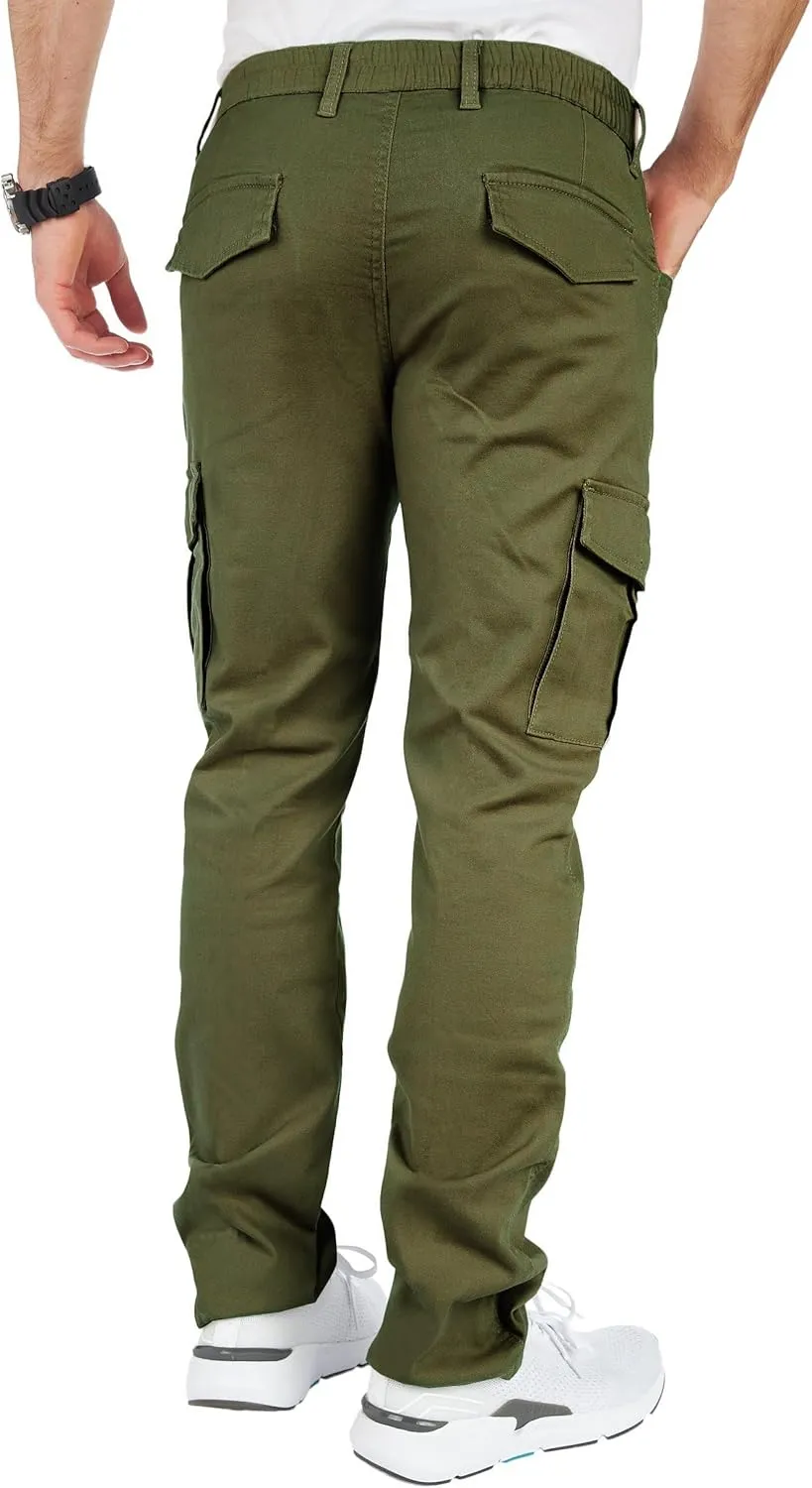 THWEI Mens Cargo Pants Casual Joggers Cotton Stretch Elastic Waist Work Pant
