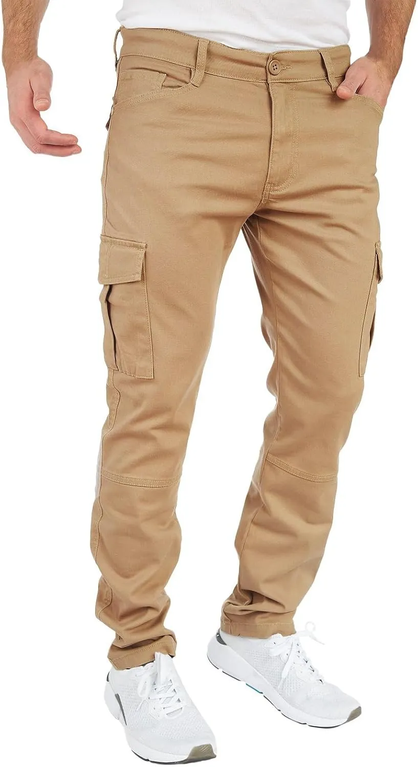 THWEI Mens Cargo Pants Casual Joggers Cotton Stretch Elastic Waist Work Pant