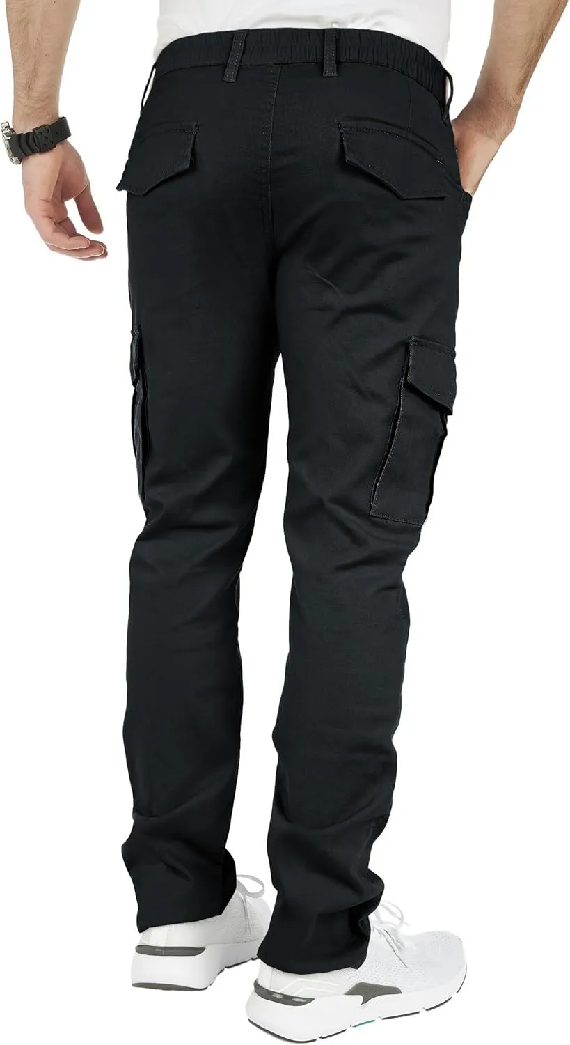 THWEI Mens Cargo Pants Casual Joggers Cotton Stretch Elastic Waist Work Pant