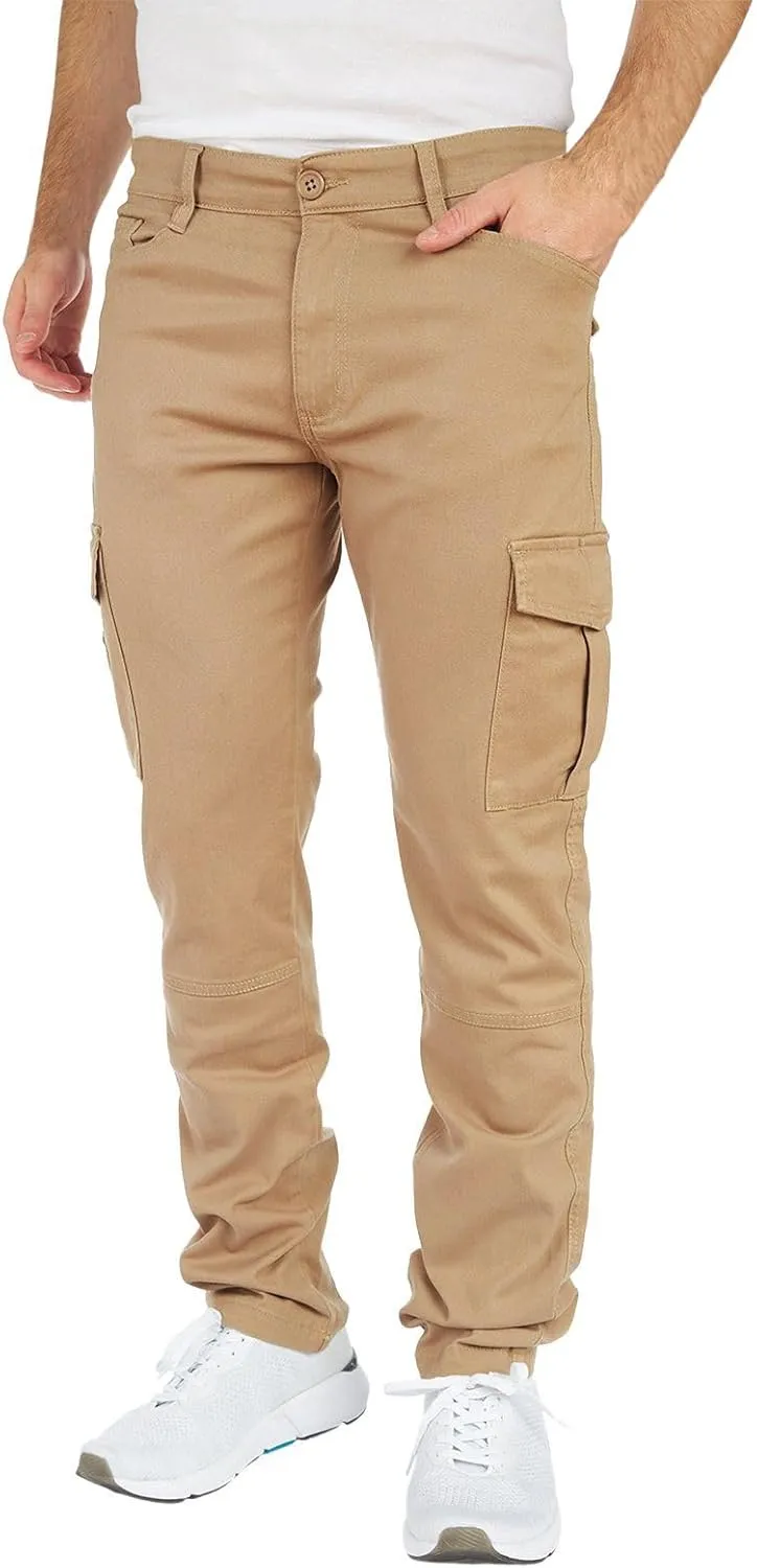 THWEI Mens Cargo Pants Casual Joggers Cotton Stretch Elastic Waist Work Pant