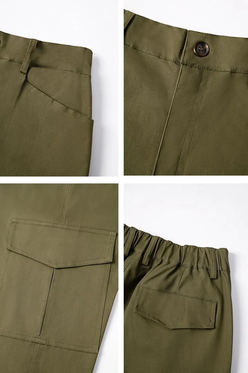 THWEI Mens Cargo Pants Casual Joggers Cotton Stretch Elastic Waist Work Pant