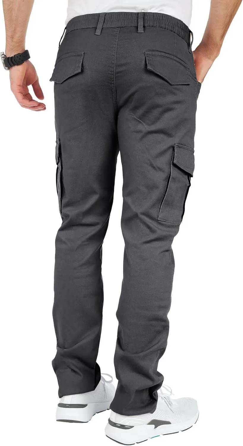 THWEI Mens Cargo Pants Casual Joggers Cotton Stretch Elastic Waist Work Pant