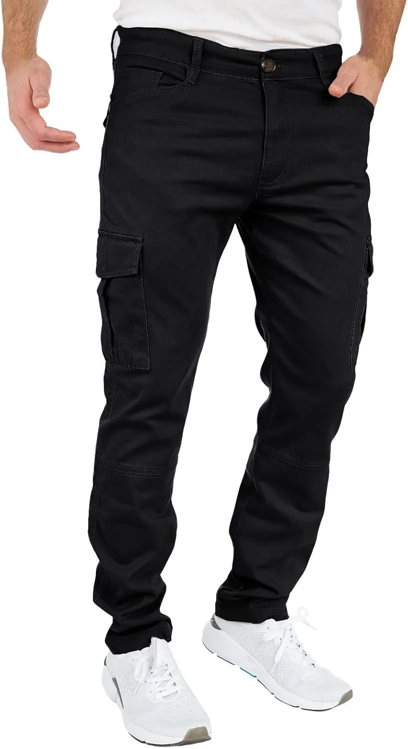 THWEI Mens Cargo Pants Casual Joggers Cotton Stretch Elastic Waist Work Pant