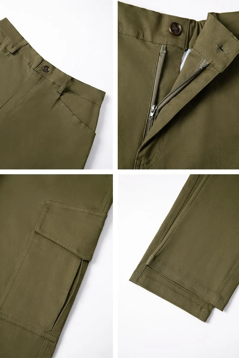 THWEI Mens Cargo Pants Casual Joggers Cotton Stretch Elastic Waist Work Pant