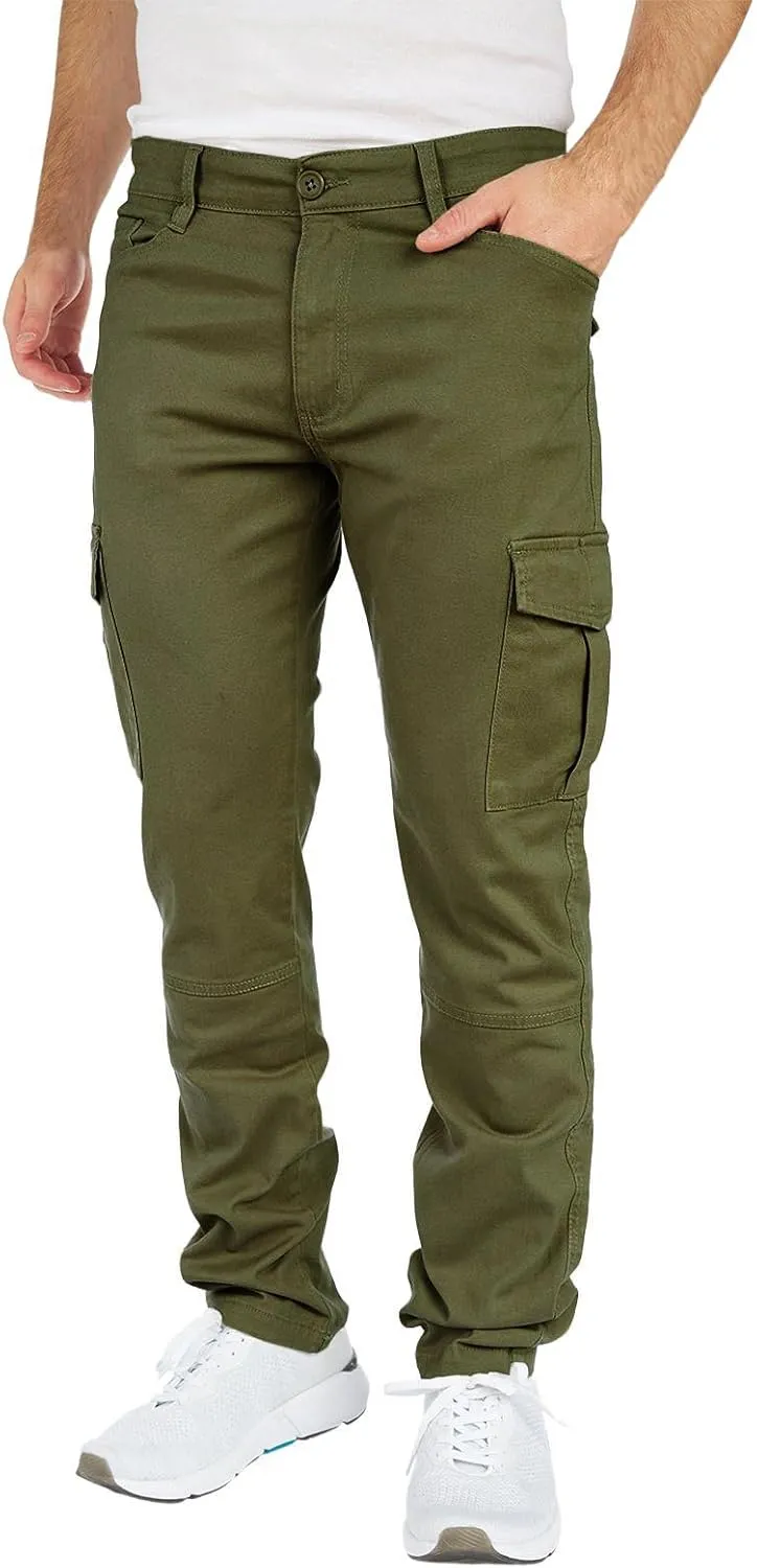 THWEI Mens Cargo Pants Casual Joggers Cotton Stretch Elastic Waist Work Pant