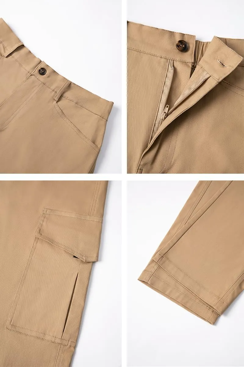 THWEI Mens Cargo Pants Casual Joggers Cotton Stretch Elastic Waist Work Pant