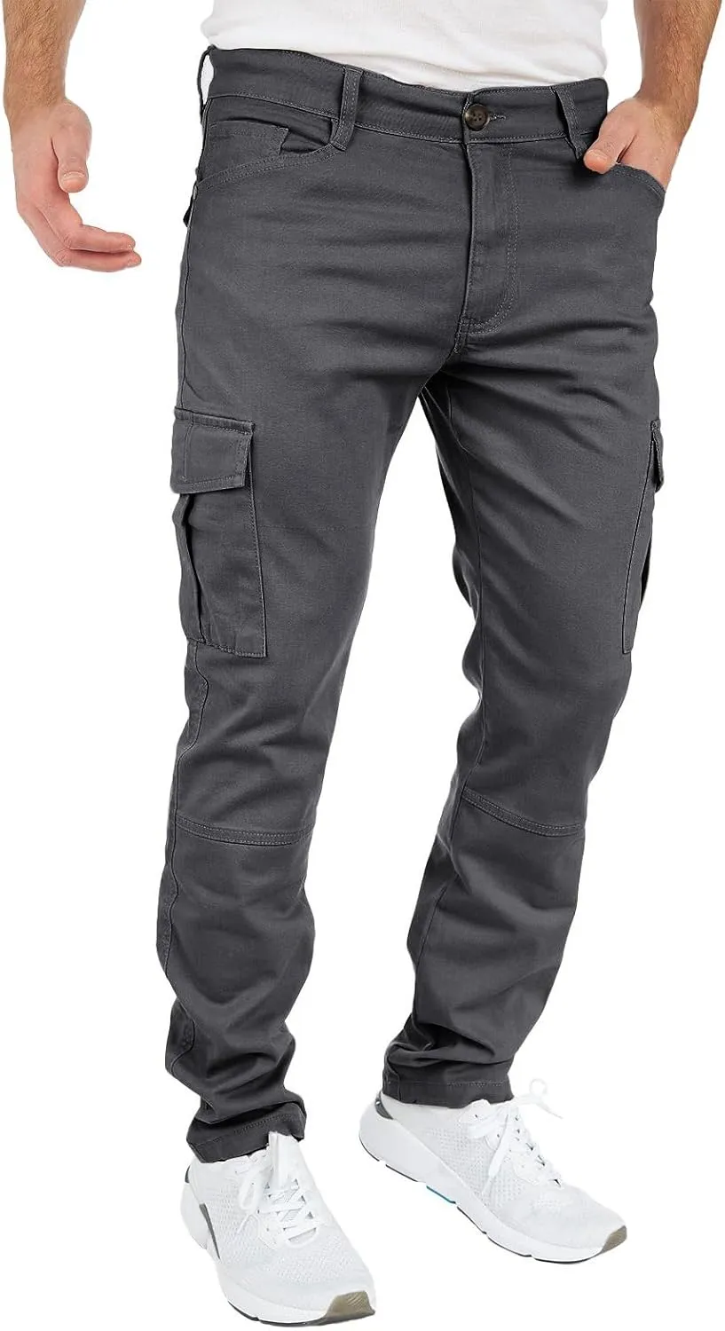 THWEI Mens Cargo Pants Casual Joggers Cotton Stretch Elastic Waist Work Pant