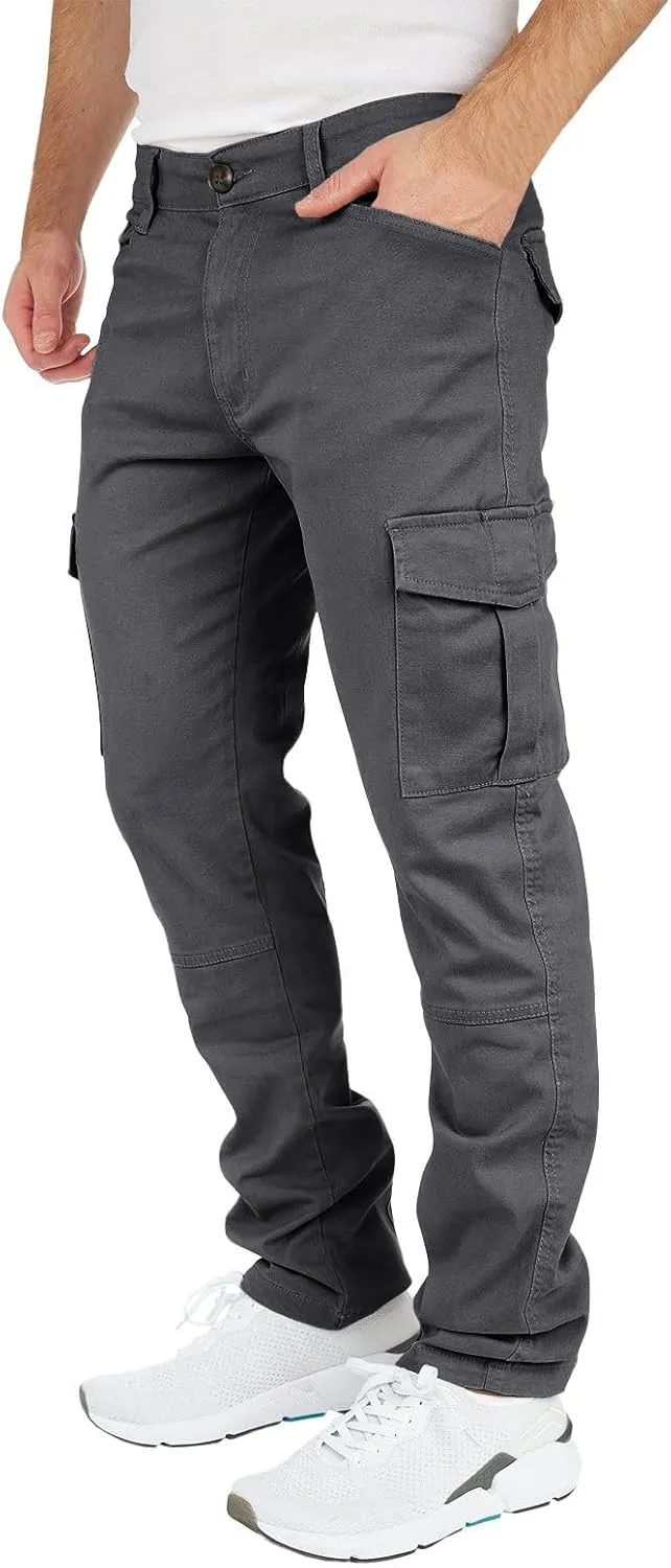 THWEI Mens Cargo Pants Casual Joggers Cotton Stretch Elastic Waist Work Pant