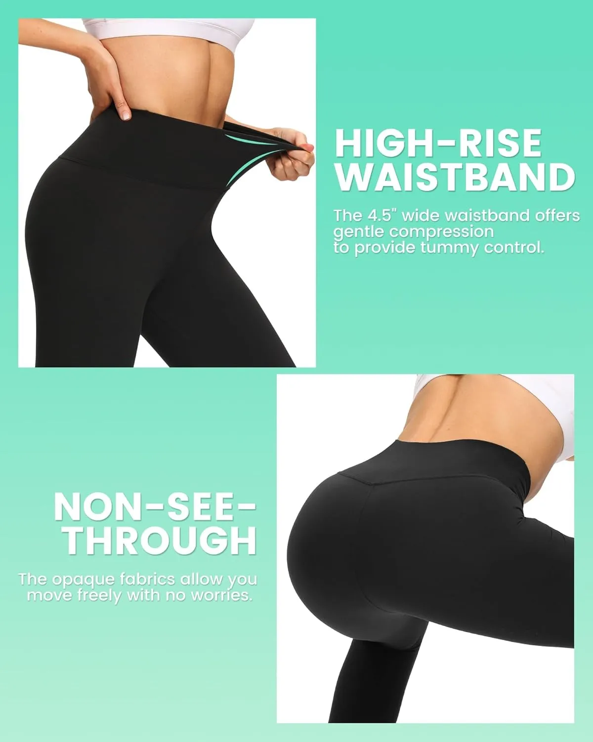 TNNZEET 3 Pack Leggings for Women - Black Tummy Control High Waisted Soft Yoga Pants for Workout Gym Running with Pockets