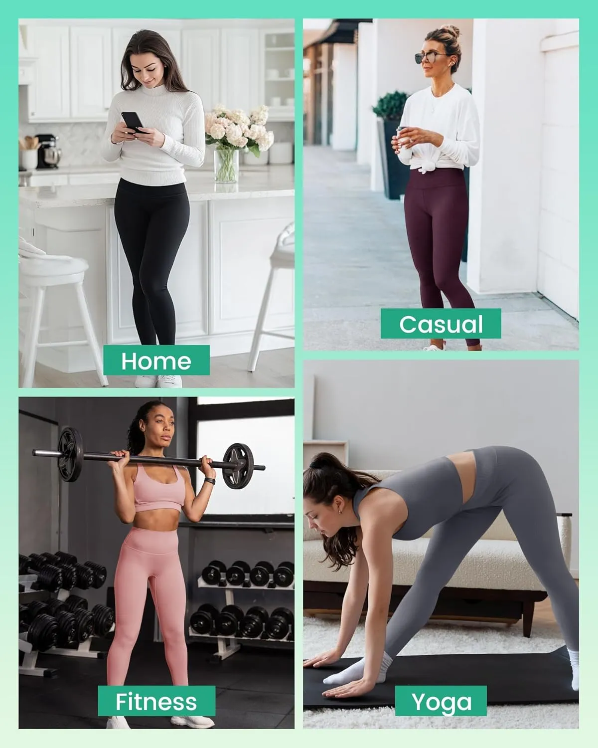 TNNZEET 3 Pack Leggings for Women - Black Tummy Control High Waisted Soft Yoga Pants for Workout Gym Running with Pockets