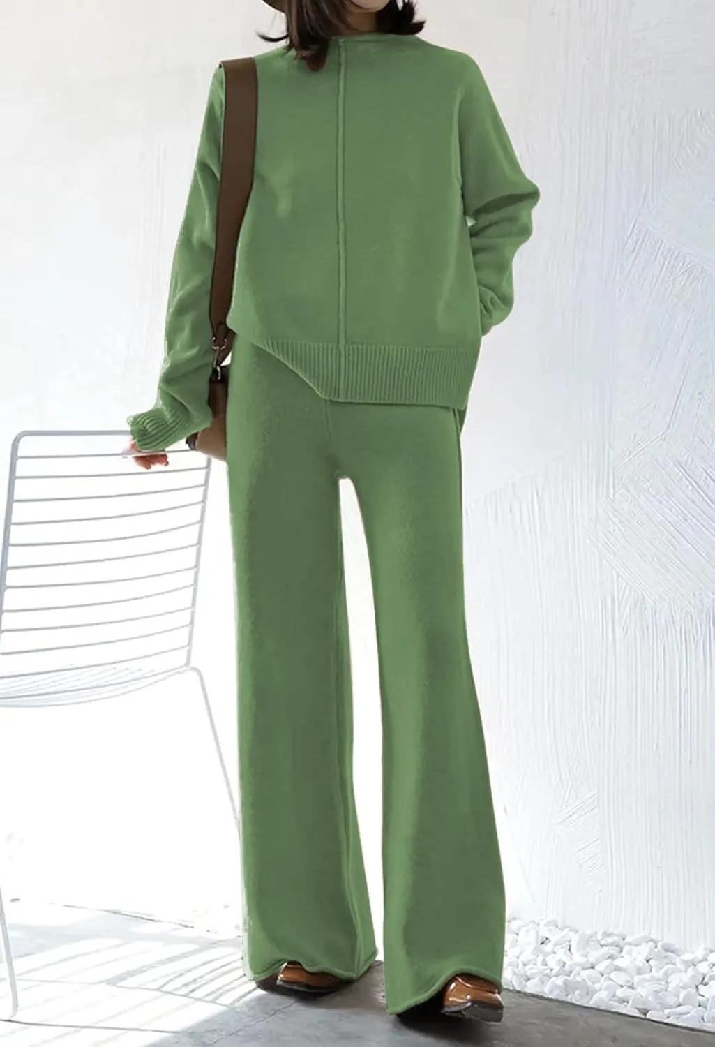 TOLENY Women's 2 Piece Lounge Sets Pullover Sweater and Wide Leg Pants Tracksuit Outfits