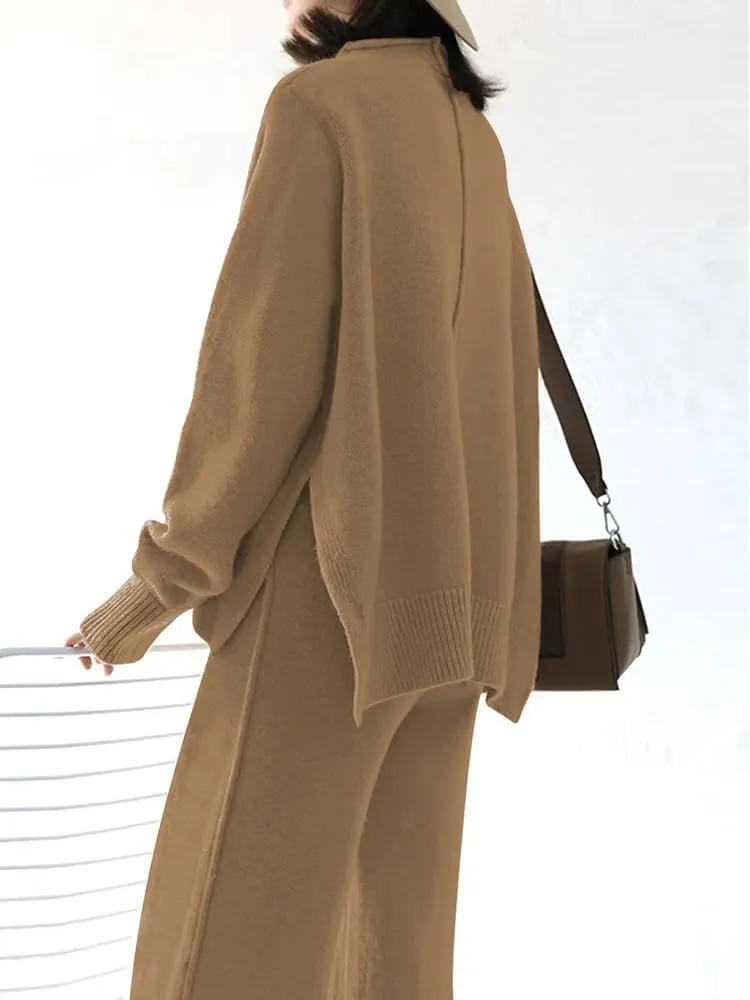 TOLENY Women's 2 Piece Lounge Sets Pullover Sweater and Wide Leg Pants Tracksuit Outfits