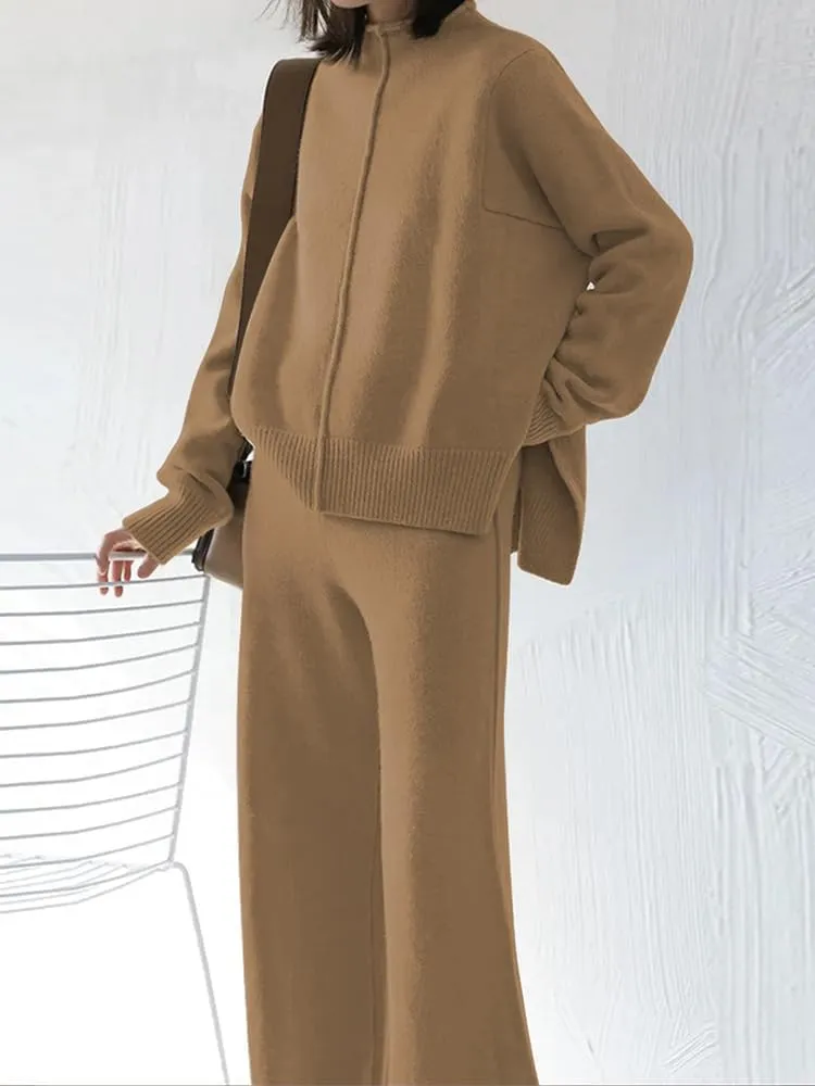 TOLENY Women's 2 Piece Lounge Sets Pullover Sweater and Wide Leg Pants Tracksuit Outfits