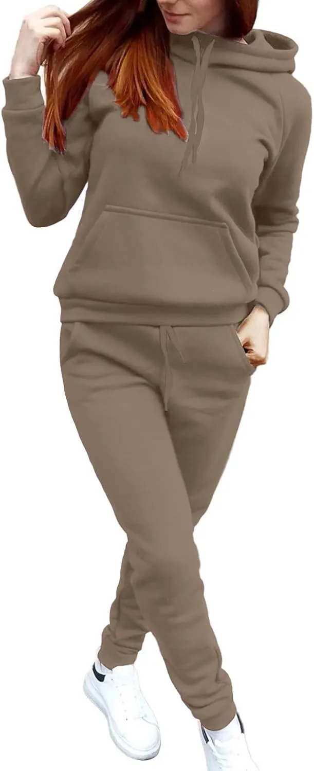 Track Suits for Women Set - 2 Piece Outfits Sweatsuit Pocket Hoodies with Pants Spring Jogging Workout Sets for Women