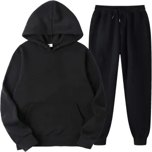 Tracksuit 2 Piece Autumn Winter Solid Casual Jogger Gym Sport Pocket Long Sleeve Sweatsuit Hoodies and Sweatpant Set