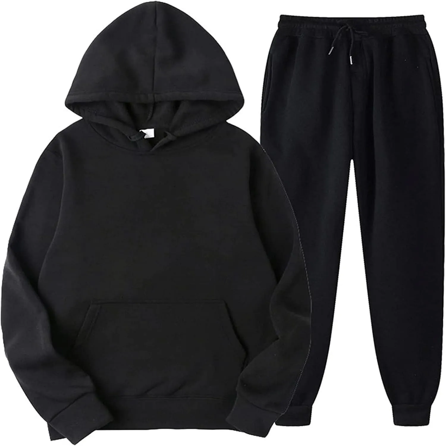 Tracksuit 2 Piece Autumn Winter Solid Casual Jogger Gym Sport Pocket Long Sleeve Sweatsuit Hoodies and Sweatpant Set