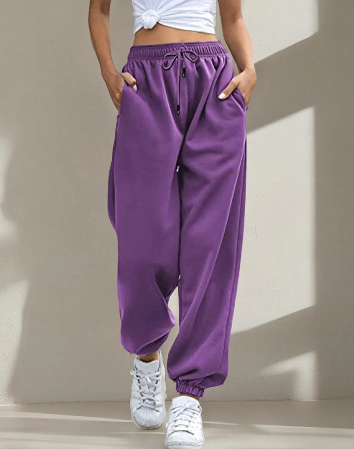 TSMNZMU Womens Cinch Bottom Sweatpants High Waist Jogger Pants for Gym Sporty Athletic Fit Lounge Trousers with Pockets