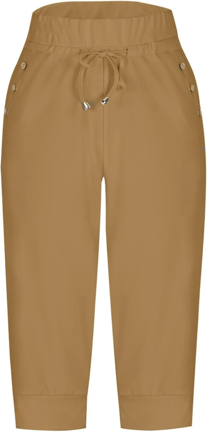 TUNUSKAT Womens Capri Sweatpants Lounge Cropped Joggers High Waisted Running Hiking Capris Stretch 3/4 Yoga Pants with Pocket