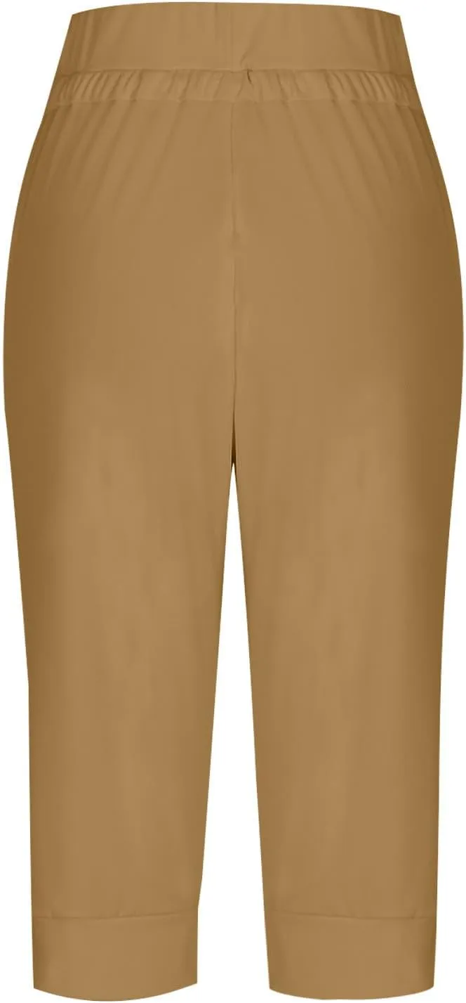 TUNUSKAT Womens Capri Sweatpants Lounge Cropped Joggers High Waisted Running Hiking Capris Stretch 3/4 Yoga Pants with Pocket