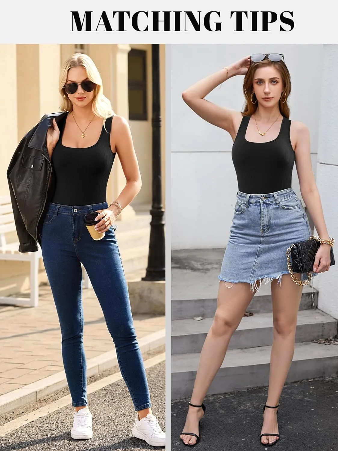 V FOR CITY Womens Square Neck Tank Top with Built-in Bra Ribbed Seamless Camisole Slim Fitted Camis Shirts
